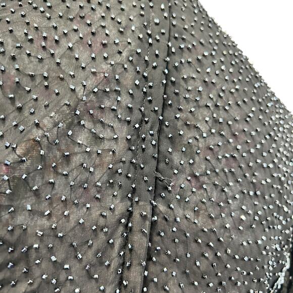 Vintage Beaded Evening Gown Jack Bryan Saks Fifth Ave Black Long Sleeve Dress 14 - Picture 9 of 15